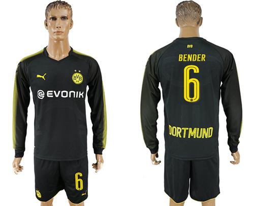 Dortmund #6 Bender Away Long Sleeves Soccer Club Jersey